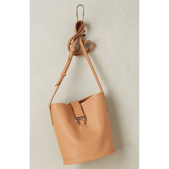 Joanna Maxham x Anthropologie Cotati Camel Tan Leather Bucket Crossbody Bag EUC - Picture 1 of 15